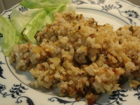 高菜と豚挽き肉の玄米チャーハン